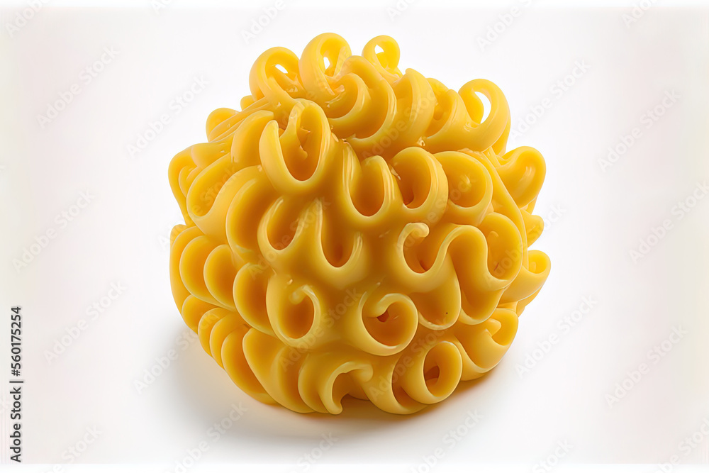 Poster isolated raw macaroni noodle with full depth of field and a clipping path on a white background. loo