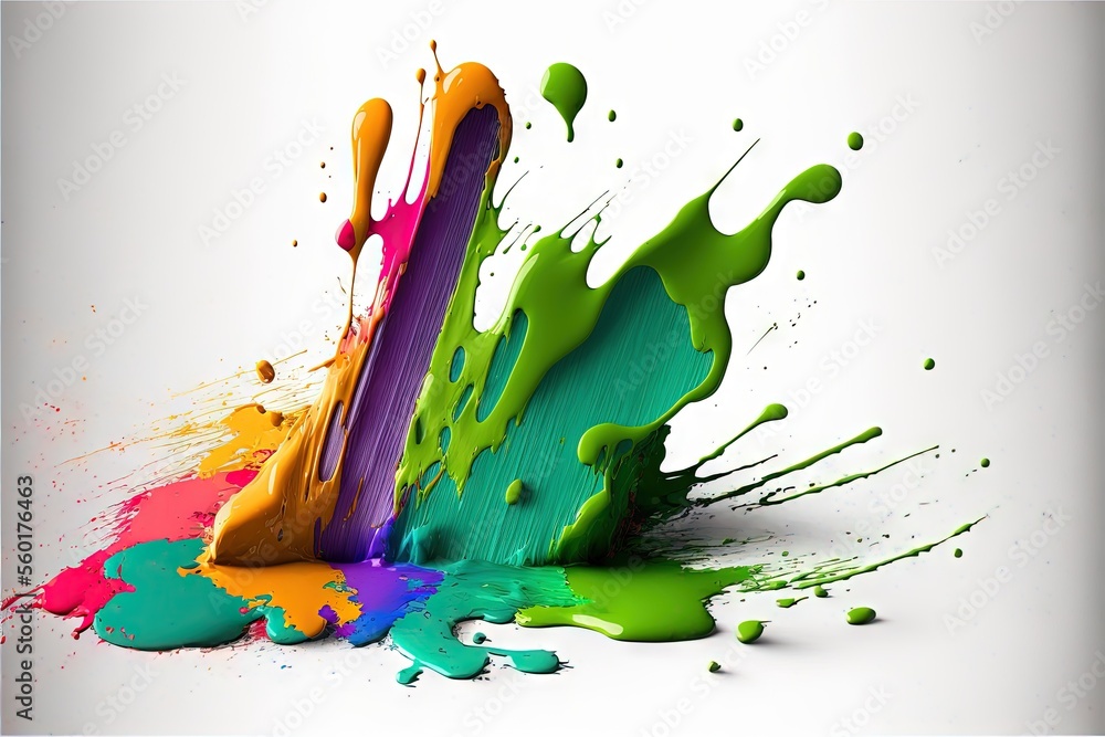 Poster a colorful splash of paint on a white background with a white background and a white background with