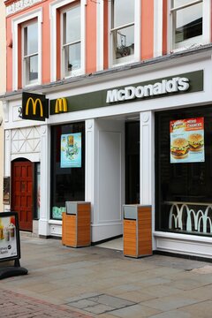 MANCHESTER, UK - APRIL 21, 2013: McDonald's Fast Food Restaurant In Manchester, UK. McDonald's Is One Of Largest Fast Food Chains In The World.