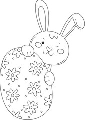 Bunny with easter eggs line art Contemporary design