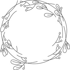 Wreath of spring flowers line art Contemporary floral design