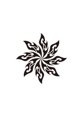 服の模様やタトゥー、ファッションにも映えるトライバルデザインのフラワーモチーフ、ベクターイラスト素材