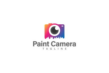 Paint camera photography logo design vector