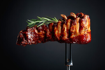 Grilled pork ribs with rosemary.