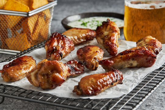 Delicious roasted chicken and beer