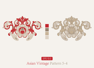 Asian Openwork Vintage Symmetrical Pattern - Oriental Pattern White Background
