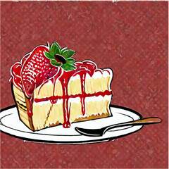 Erdbeerkuchen mit Kaffee