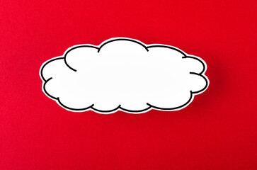 The Speech bubble with copy space communication talking speaking concepts on red background.