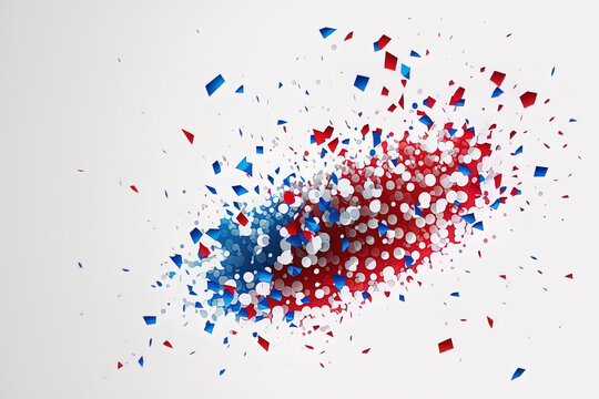  image of blurred white, red, and blue confetti isolated on a transparent backdrop. Generative AI