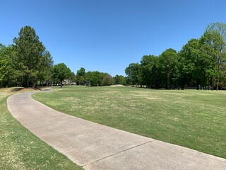 Empty golf course fairway with copy space