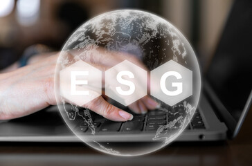 business team work on esg environmental social governance concept for future technology and business growth investment with sustainable social care and ecological responsible