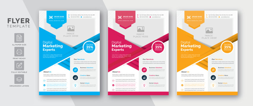 Flyer design for business advertising | Multiple color variation | Easy to scalable	