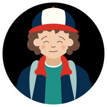 Illustration of a person, Boy Linart , stranger character flat illustration. stranger kids illustration