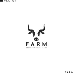 Obraz premium Cow head logo. Farm animal