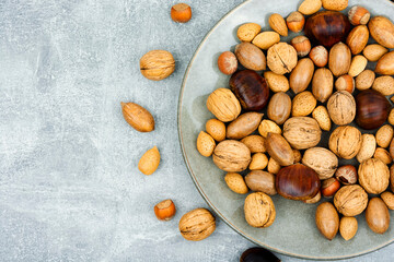 Assortment of nuts on a plate