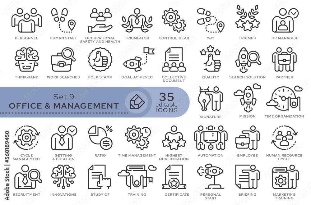 Poster set of conceptual icons. vector icons in flat linear style for web sites, applications and other gra