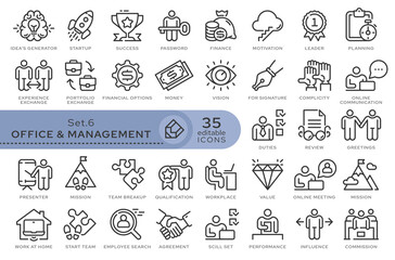 Set of conceptual icons. Vector icons in flat linear style for web sites, applications and other graphic resources. Set from the series - Office and Management. Editable outline icon.	
