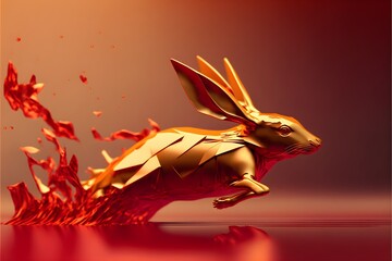 Origami water rabbit, bunny, chinese lunar new year 2023, Generative AI