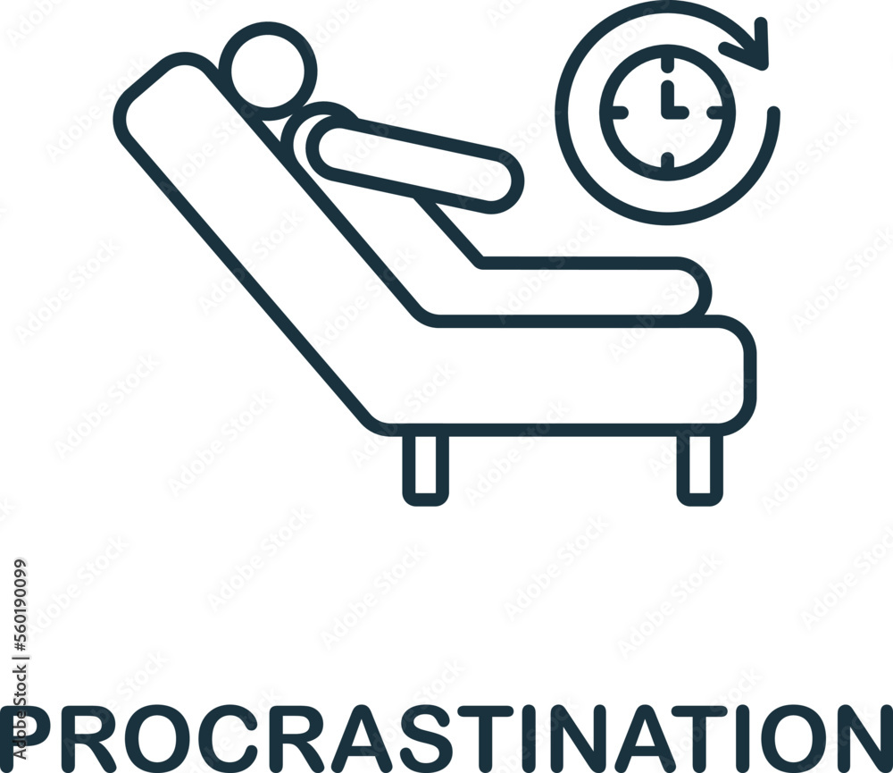 Poster procrastination icon. monochrome simple human productivity icon for templates, web design and infogr