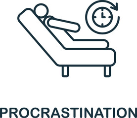 Procrastination icon. Monochrome simple Human Productivity icon for templates, web design and infographics