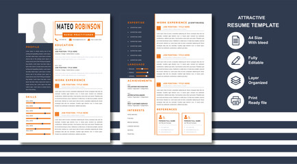 Fototapeta na wymiar Attractive Resume Template /Professional Layout for Enhancing Your Job Application