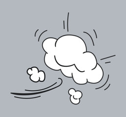 Motion effect with bang explosion cloud and speed trail isolated. Vector illustration in comic cartoon design