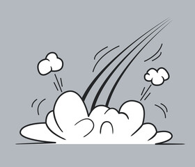 Fototapeta premium Bomb explosion effect with white dust clouds and motion trail isolated. Vector illustration in comic cartoon design