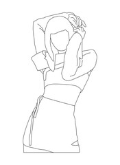 Vector illustration of a popular and elegant female kpop idol posing on the stage