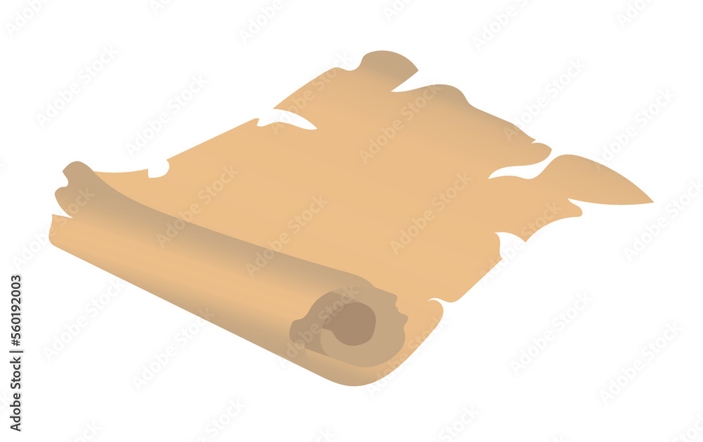 Poster old paper scroll of papyrus and empty antique parchment. vector illustration in cartoon design isola