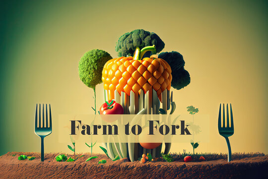 Colourful Farm to Fork Generative AI Illustration
