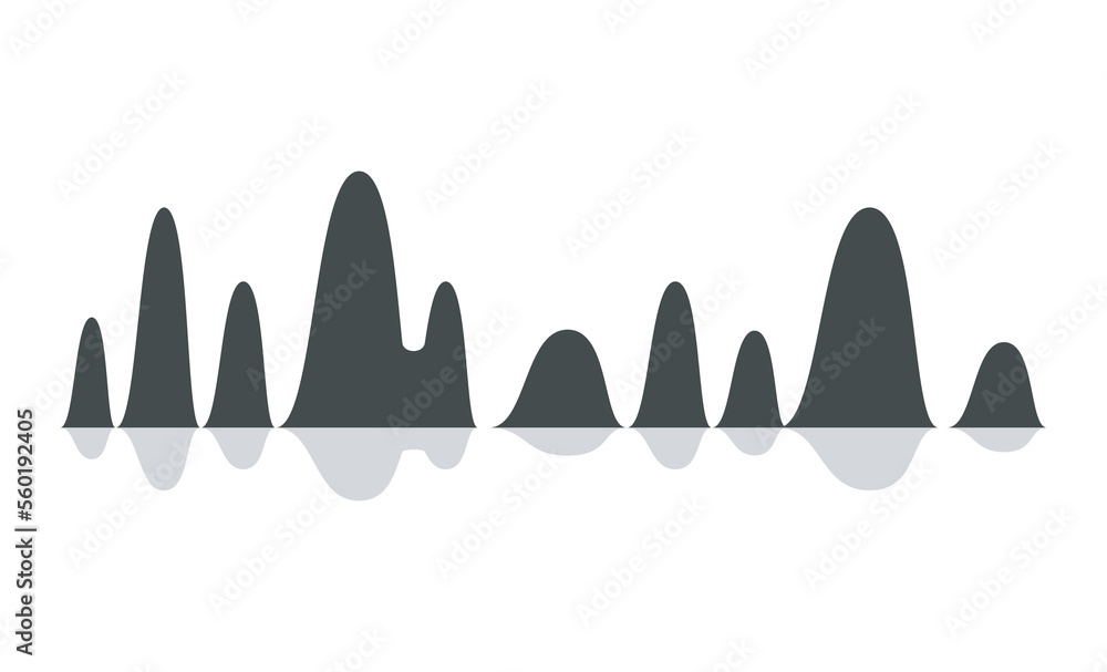 Aufkleber sound wave with black curve waveforms for audio recording. vector illustration in graphic design iso