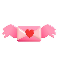 Heart letter wing Happy Valentine's Day PNG