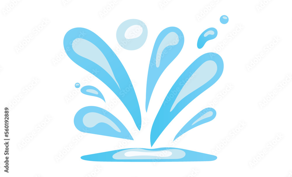 Poster water effect with explosion of drops splashes of different shapes. vector illustration in comic cart
