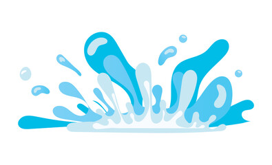 Water explosion effect with splashes and drops spray motion. Vector illustration in comic cartoon design
