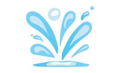 Fototapeta na wymiar Water effect with explosion of drops splashes of different shapes. Vector illustration in comic cartoon design