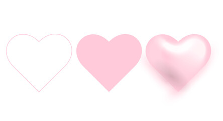 Hand-drawn realistic vector pink heart. Love Concept. Vector illustration