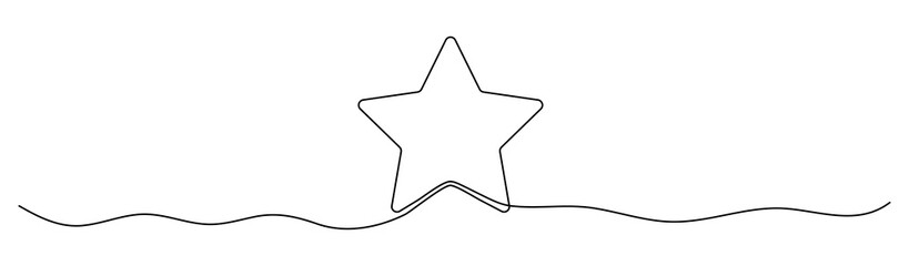 Star continuous line drawing. Vector illustration isolated on white.