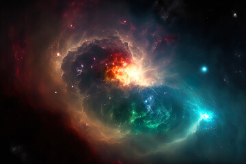 Plakat HD wallpaper of a galaxy nebula and stars in space. Generative AI