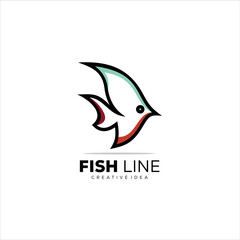 Fish logo design line art