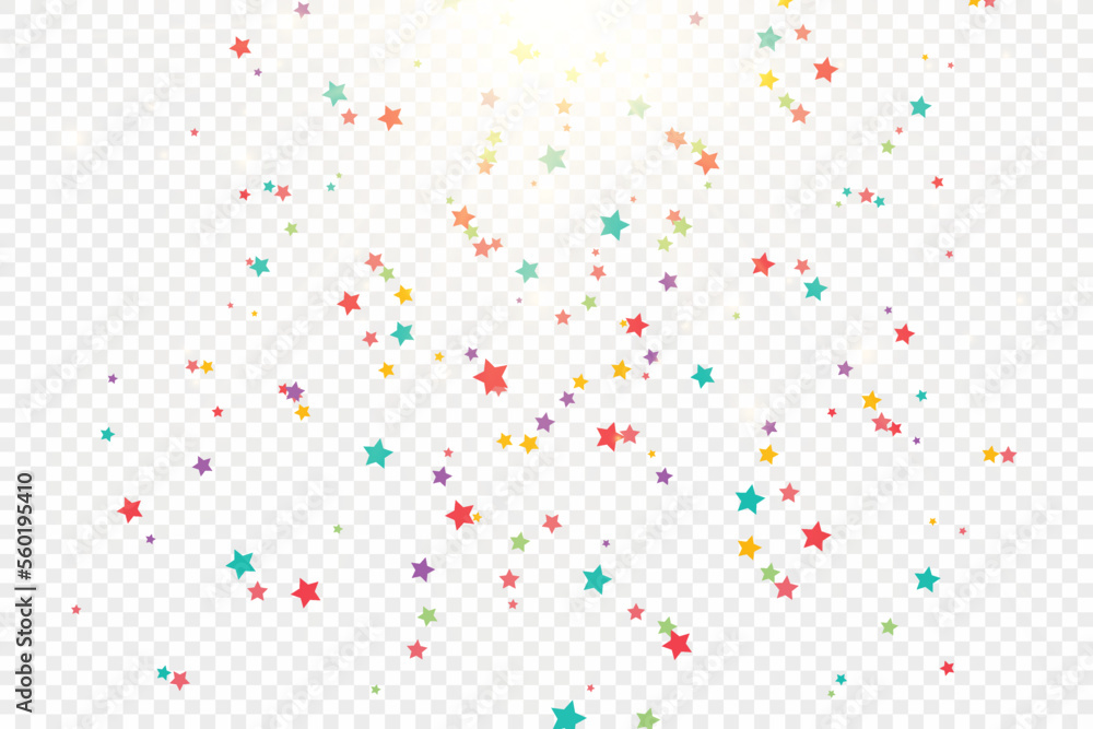 Poster Lots of colorful tiny confetti and ribbons on transparent background. Festive event and party. Multicolor background.Colorful bright confetti isolated on transparent background.