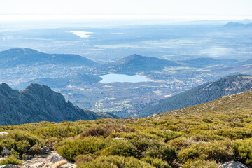 Fototapeta premium view of the mountains of the sierra de guadarrama in madrid on the way up to the communications station called ball of the world