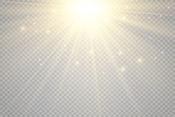 Special lens flash, light effect. The flash flashes rays and searchlight. illust.White glowing light. Beautiful star Light from the rays. The sun is backlit. Bright beautiful star. Sunlight. Glare.
