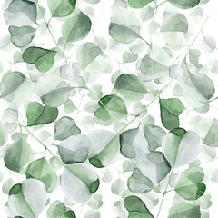 
Watercolor green leaves in a seamless pattern. Can be used as fabric, wallpaper, wrap.
