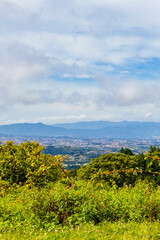 Fototapeta na wymiar Beautiful mountain landscape city panorama forest trees nature Costa Rica.