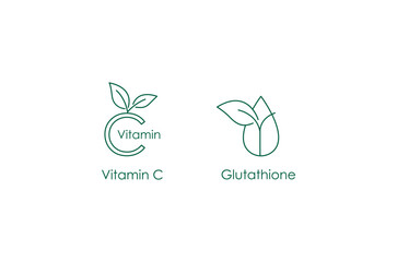 vitamin c and glutathione icon vector illustration 