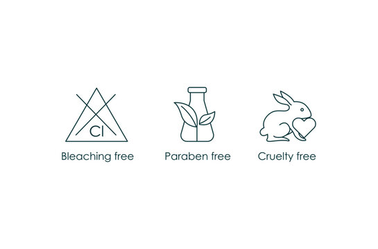 bleaching free, paraben free, cruelty free icon et vector illustration 