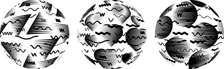 Fototapeta premium Set of spheres . Lines constructed transparent sphere .Vector .Technology sphere Logo . Design element for posters, social media, templates, flyers, brochures . Abstract trendy transparent circles