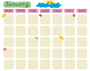 pastel color calendar illustration
