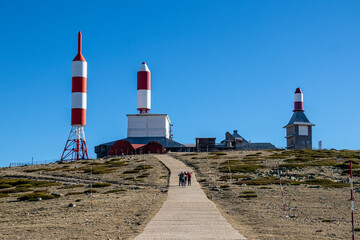 Madrid, Spain - January 05, 2023: view of the mountains of the sierra de guadarrama in madrid on the way up to the communications station called ball of the world in Madrid, Spain