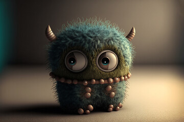 Fototapeta premium Funny little monster mascot, digital illustration